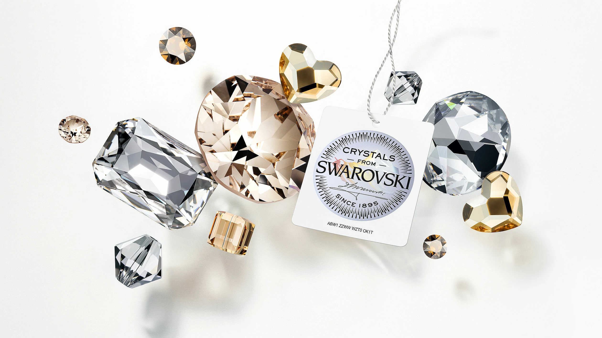 Verschiedene Kristalle mit dem Echtheits-Tag „Crystals from Swarovski“