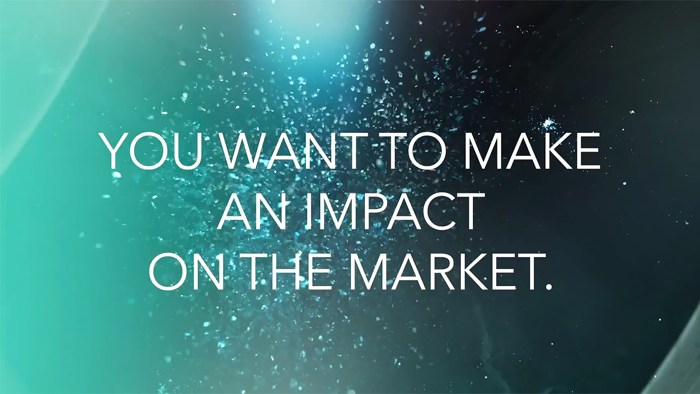 Englische Textgrafik “You want to make an impact on the market”