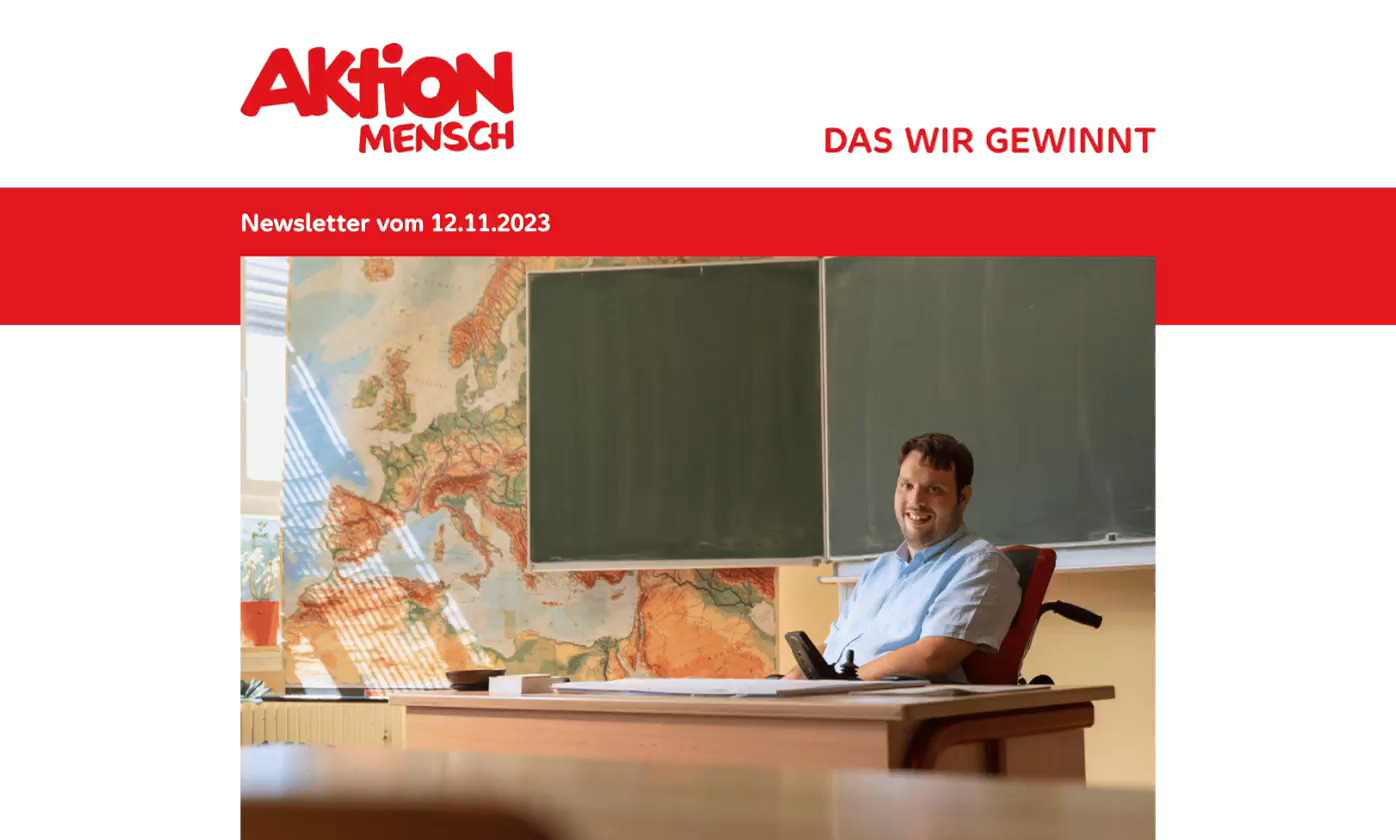 Animated presentation of a newsletter from Aktion Mensch